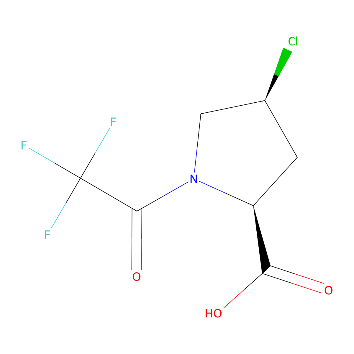 (2S,4S)-4-chloro-1-(2,2,2-trifluoroacetyl)pyrrolidine-2-carboxylic acid molecular structure, CAS 2679817-42-4