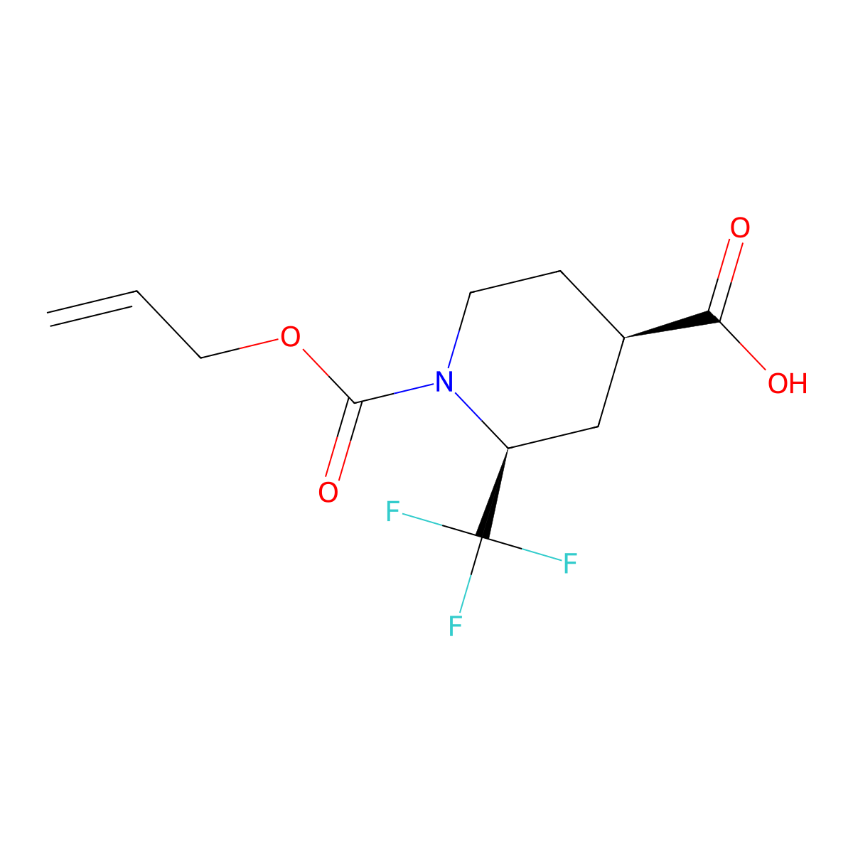 rac-(2R,4S)-1-[(prop-2-en-1-yloxy)carbonyl]-2-(trifluoromethyl)piperidine-4-carboxylic acid molecular structure, CAS 2679817-48-0