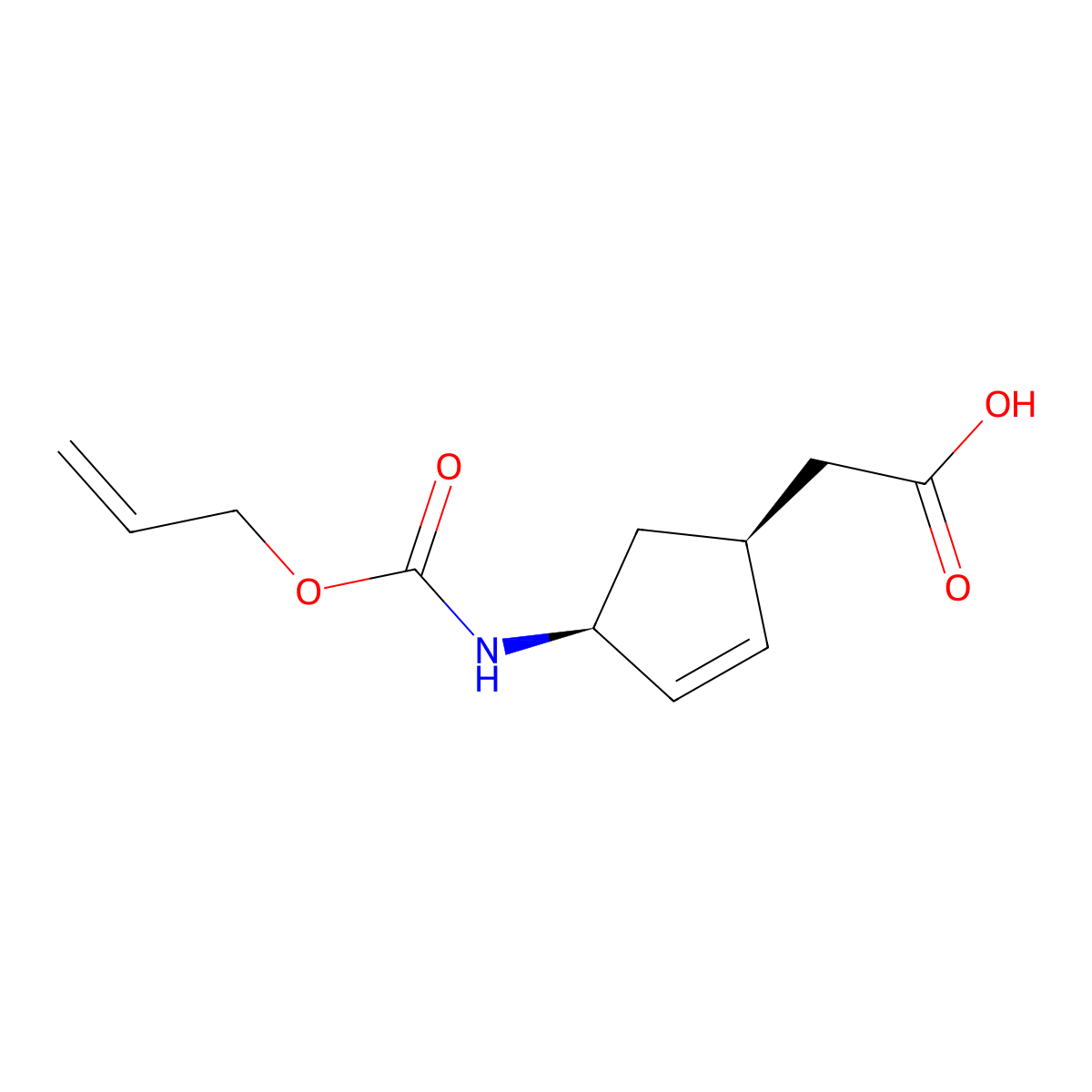2-[(1S,4S)-4-{[(prop-2-en-1-yloxy)carbonyl]amino}cyclopent-2-en-1-yl]acetic acid molecular structure, CAS 2679817-60-6