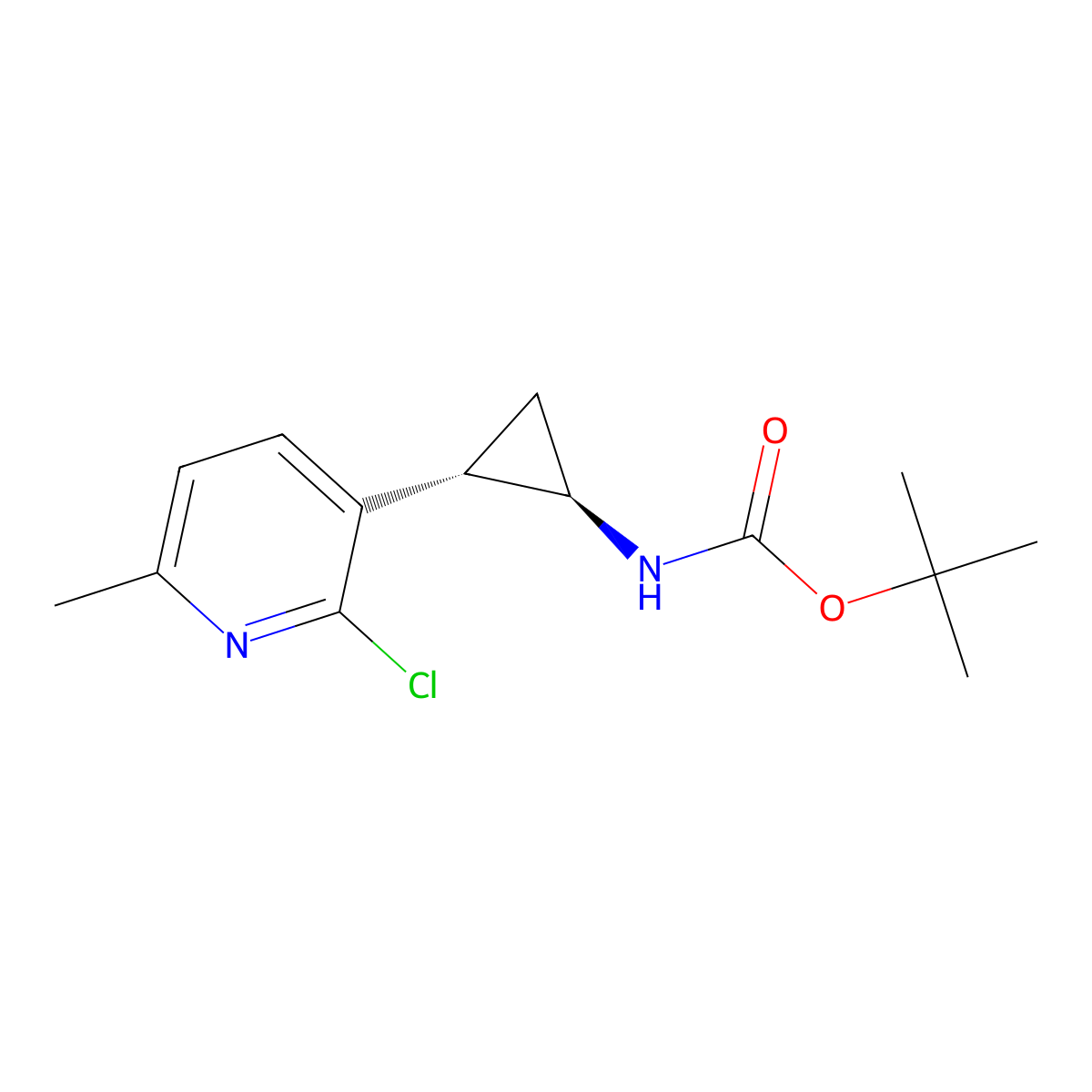 rac-tert-butyl N-[(1R,2S)-2-(2-chloro-6-methylpyridin-3-yl)cyclopropyl]carbamate molecular structure, CAS 2679817-65-1