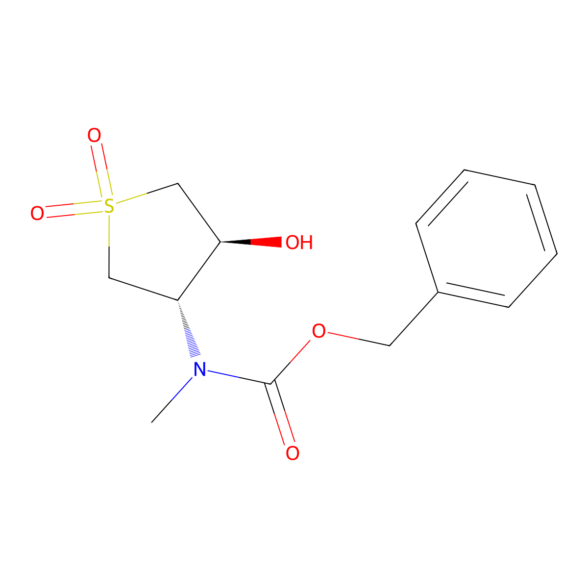 rac-benzyl N-[(3R,4R)-4-hydroxy-1,1-dioxo-1lambda6-thiolan-3-yl]-N-methylcarbamate molecular structure, CAS 2679817-81-1