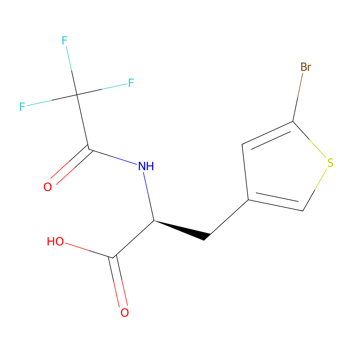 (2S)-3-(5-bromothiophen-3-yl)-2-(2,2,2-trifluoroacetamido)propanoic acid molecular structure, CAS 2679817-88-8