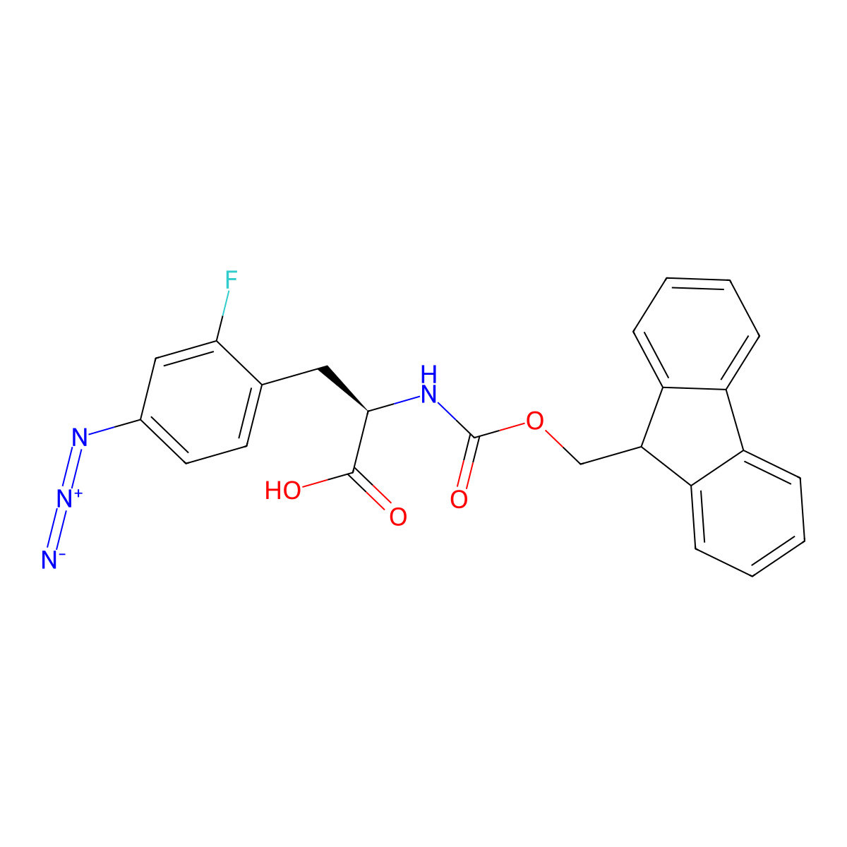 (2R)-3-(4-azido-2-fluorophenyl)-2-({[(9H-fluoren-9-yl)methoxy]carbonyl}amino)propanoic acid molecular structure, CAS 2679817-96-8