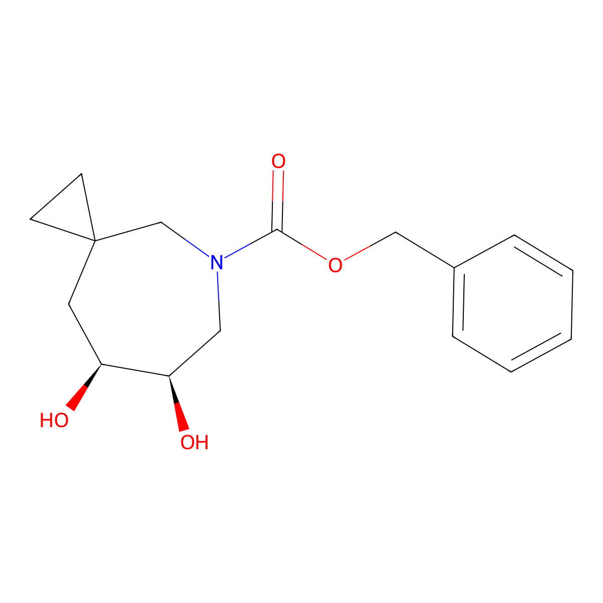 rac-benzyl (7R,8S)-7,8-dihydroxy-5-azaspiro[2.6]nonane-5-carboxylate molecular structure, CAS 2679817-98-0