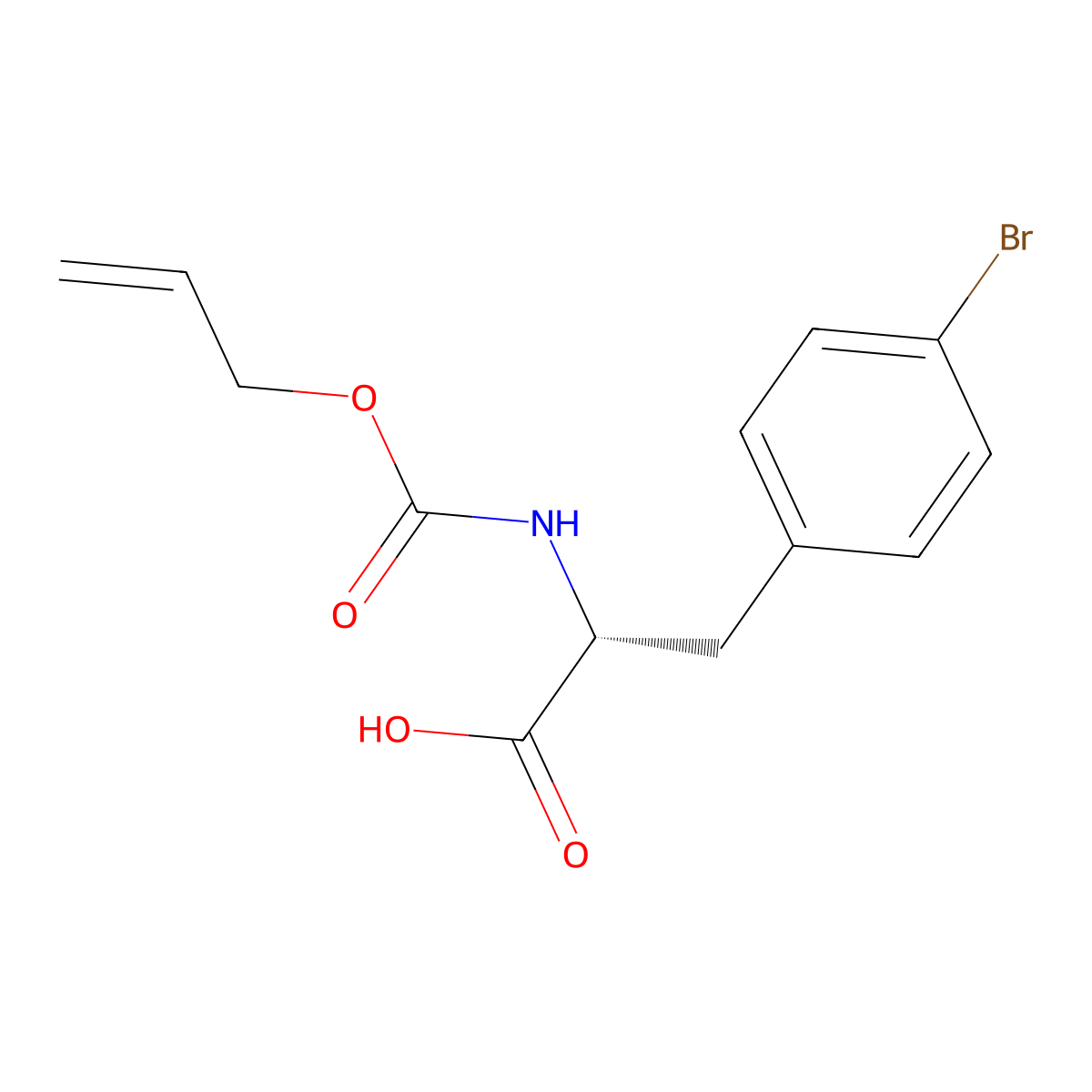 (2R)-3-(4-bromophenyl)-2-{[(prop-2-en-1-yloxy)carbonyl]amino}propanoic acid molecular structure, CAS 2679818-01-8
