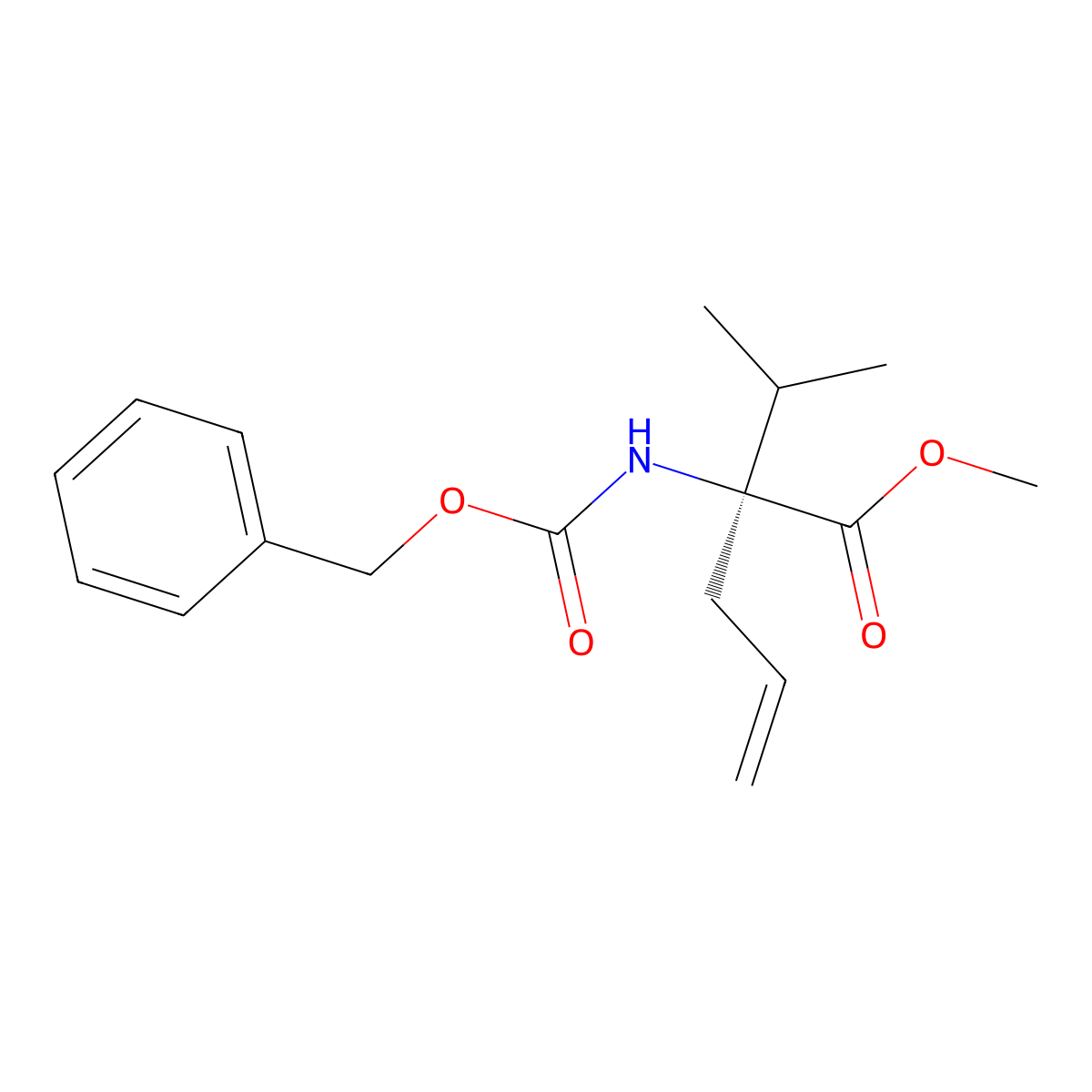 methyl (2S)-2-{[(benzyloxy)carbonyl]amino}-2-(propan-2-yl)pent-4-enoate molecular structure, CAS 2679818-10-9