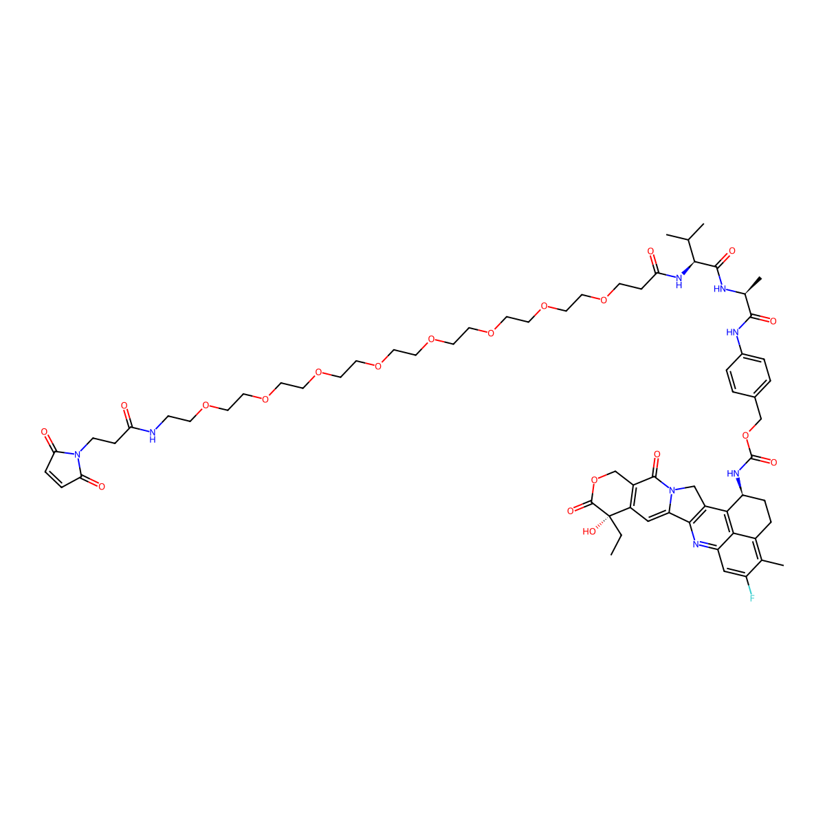 Mal-PEG8-Val-Ala-PAB-Exatecan molecular structure, CAS 2679821-39-5