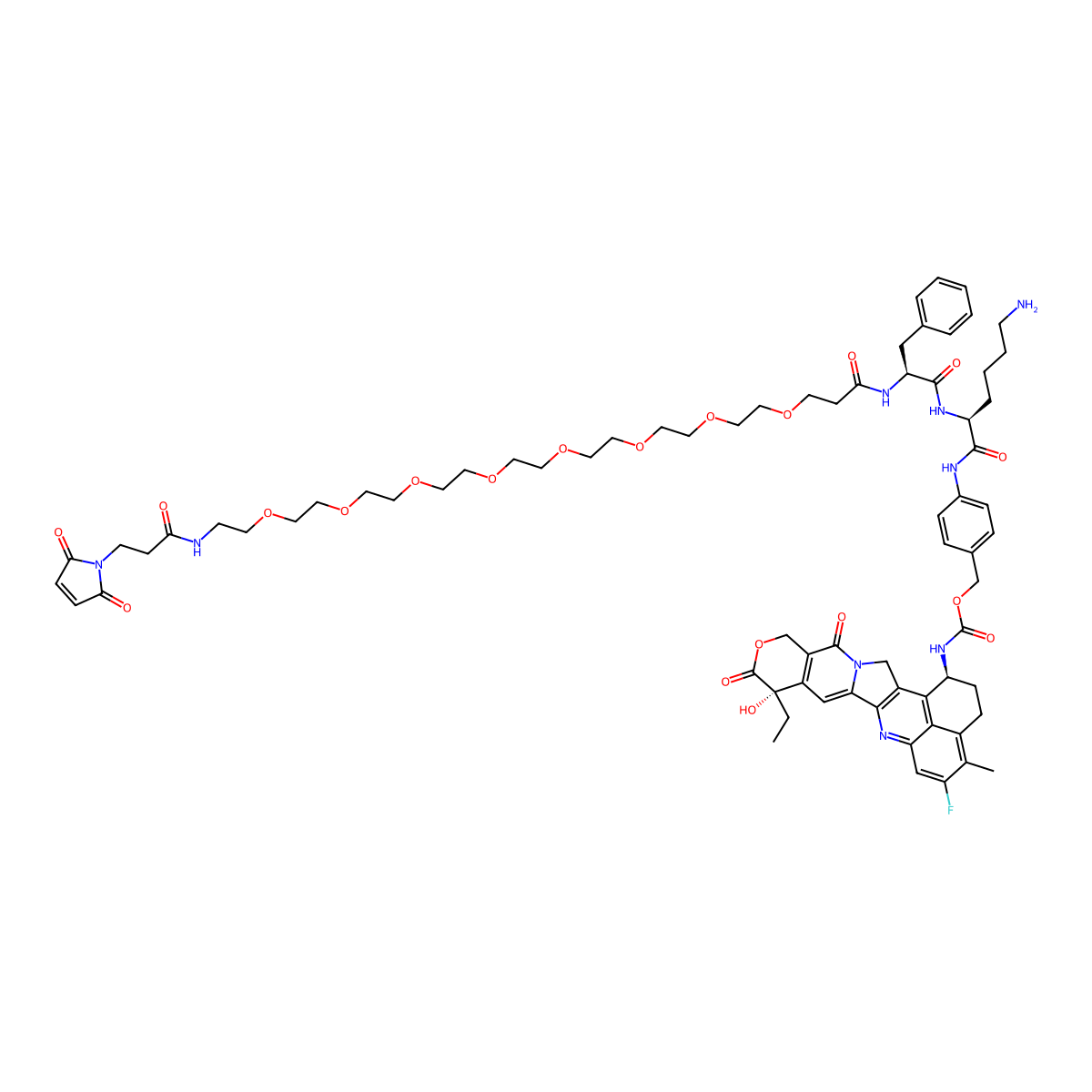 Mal-PEG8-Phe-Lys-PAB-Exatecan molecular structure, CAS 2679821-44-2