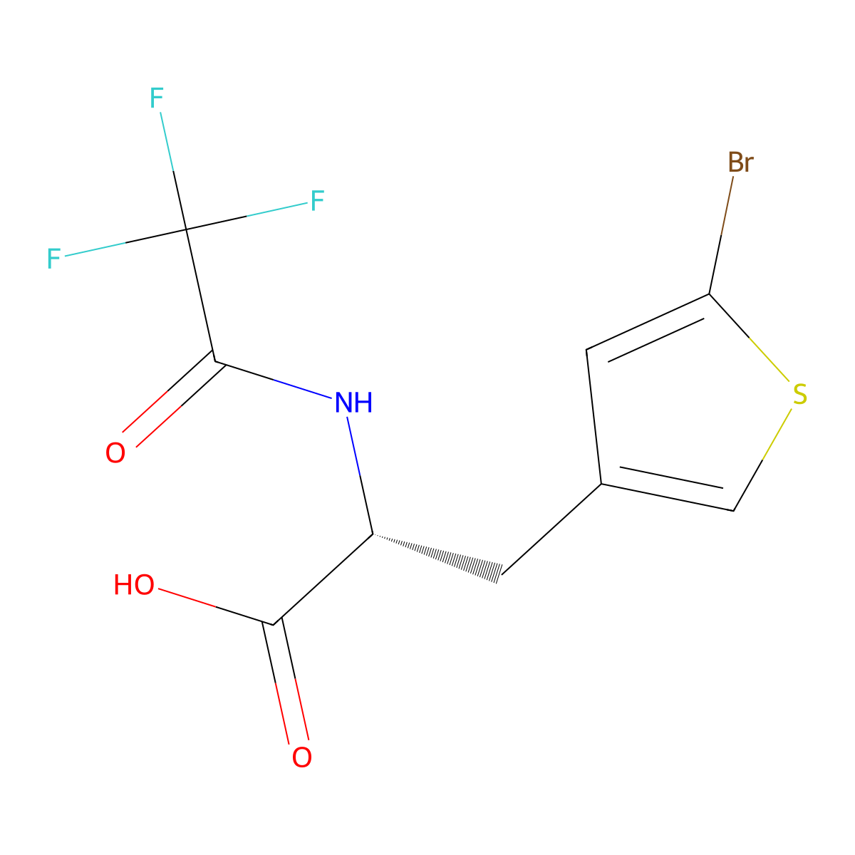 (2R)-3-(5-bromothiophen-3-yl)-2-(2,2,2-trifluoroacetamido)propanoic acid molecular structure, CAS 2679822-59-2
