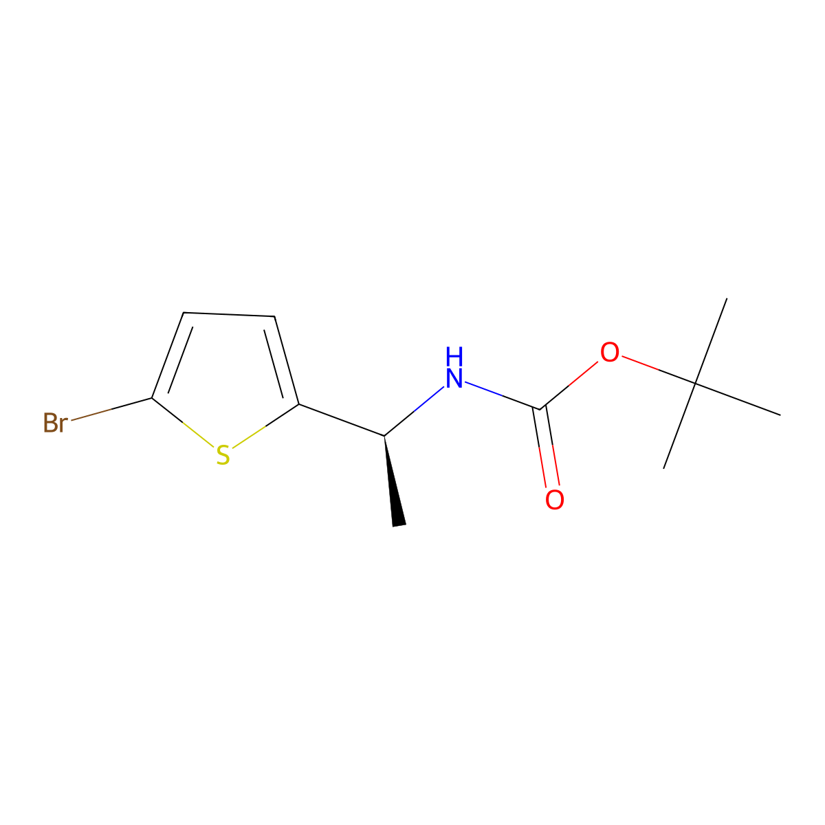 tert-butyl N-[(1S)-1-(5-bromothiophen-2-yl)ethyl]carbamate molecular structure, CAS 2679822-60-5