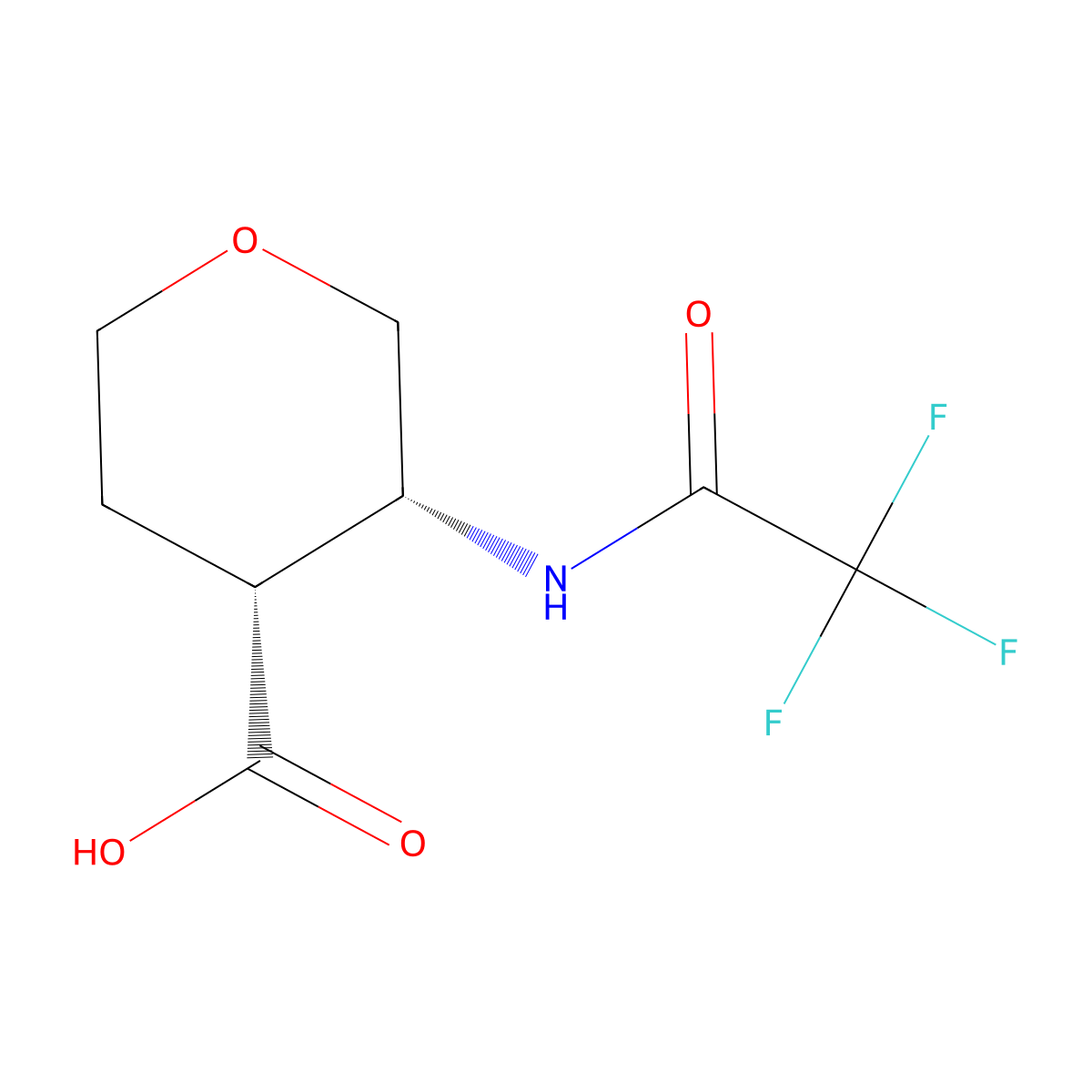 rac-(3R,4R)-3-(trifluoroacetamido)oxane-4-carboxylic acid molecular structure, CAS 2679822-62-7