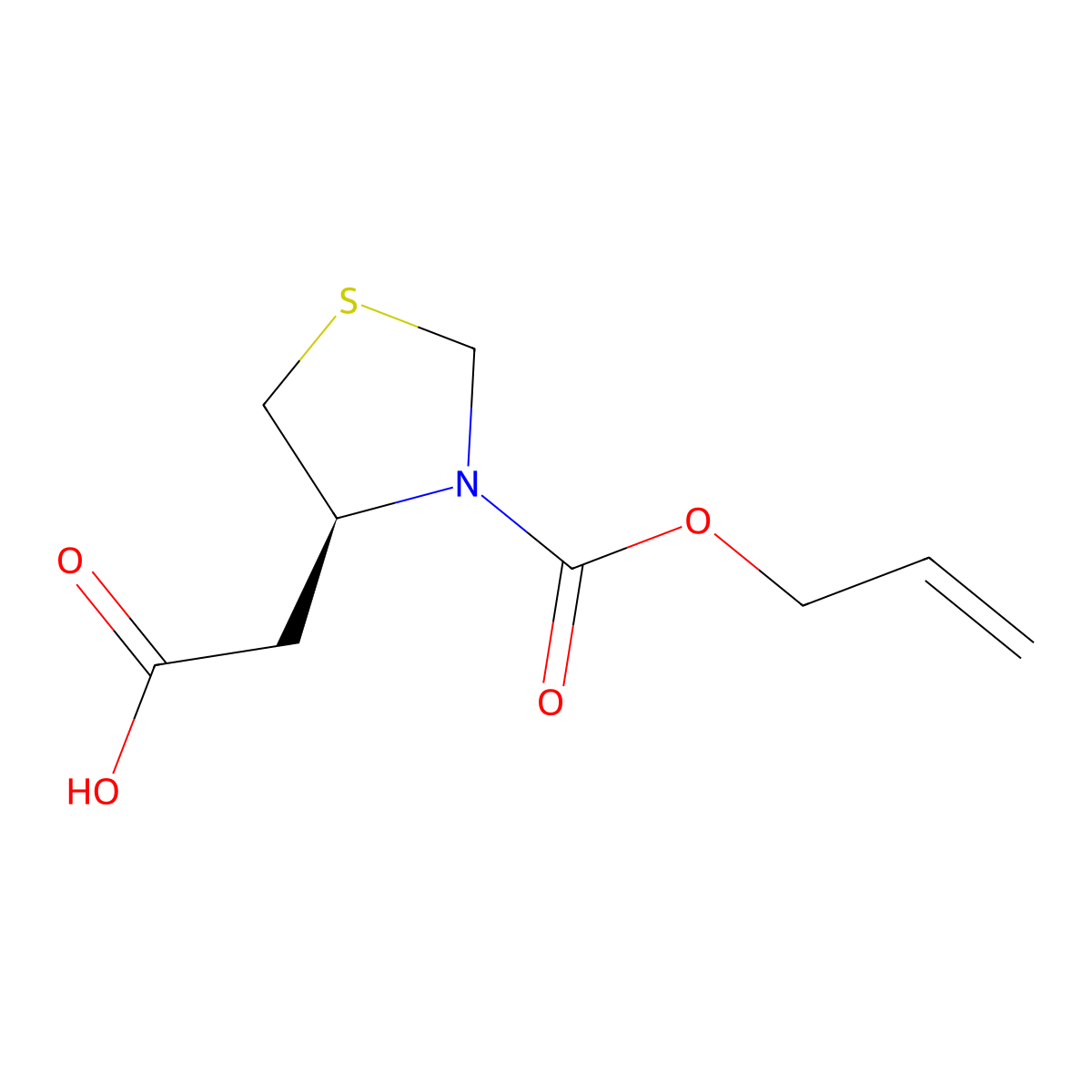 2-[(4S)-3-[(prop-2-en-1-yloxy)carbonyl]-1,3-thiazolidin-4-yl]acetic acid molecular structure, CAS 2679822-65-0