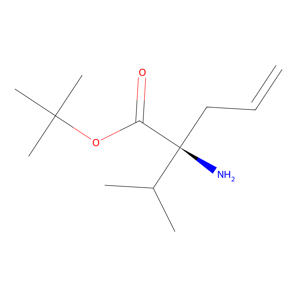 tert-butyl (2S)-2-amino-2-(propan-2-yl)pent-4-enoate molecular structure, CAS 2679822-74-1