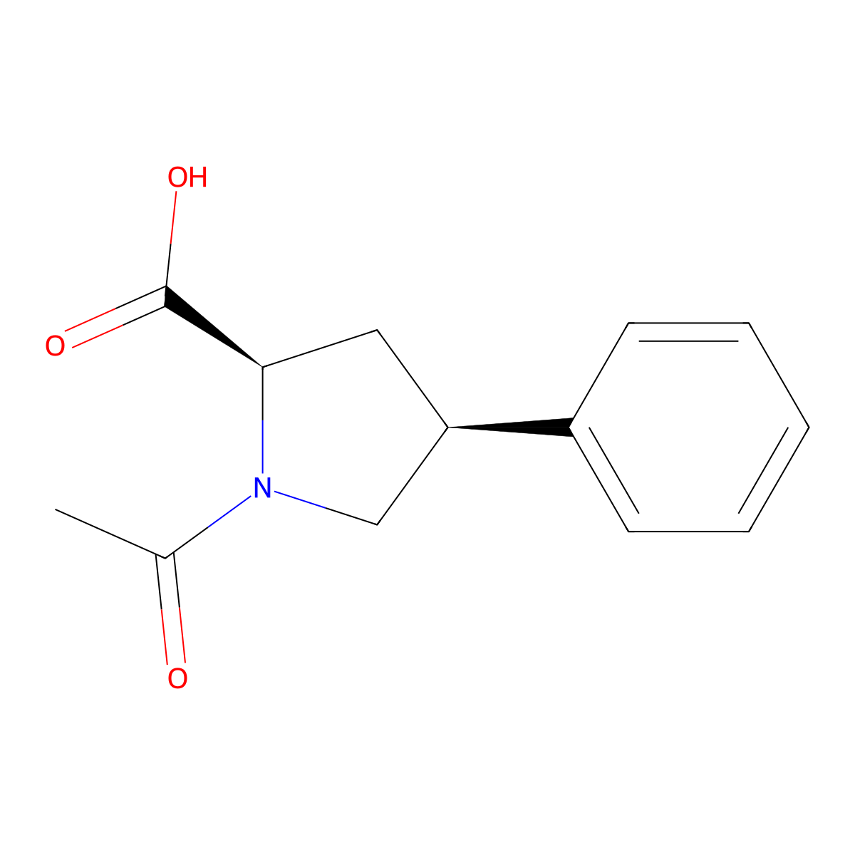 rac-(2R,4S)-1-acetyl-4-phenylpyrrolidine-2-carboxylic acid molecular structure, CAS 2679822-75-2