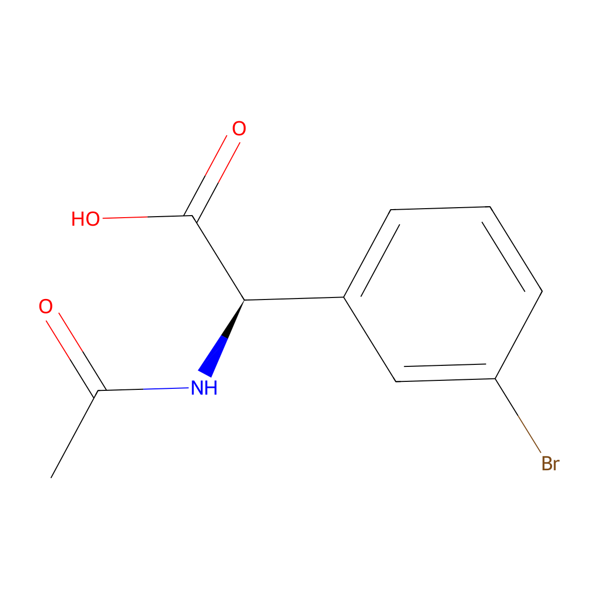 (2R)-2-(3-bromophenyl)-2-acetamidoacetic acid molecular structure, CAS 2679822-76-3