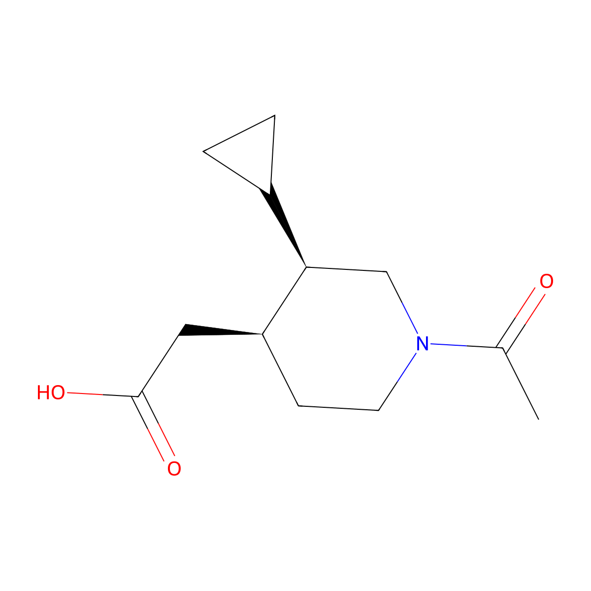 2-[(3R,4S)-1-acetyl-3-cyclopropylpiperidin-4-yl]acetic acid molecular structure, CAS 2679822-90-1