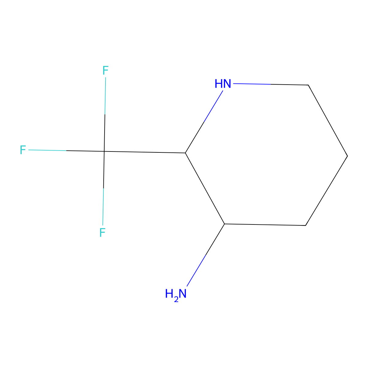 rac-(2R,3S)-2-(trifluoromethyl)piperidin-3-amine molecular structure, CAS 2679822-92-3