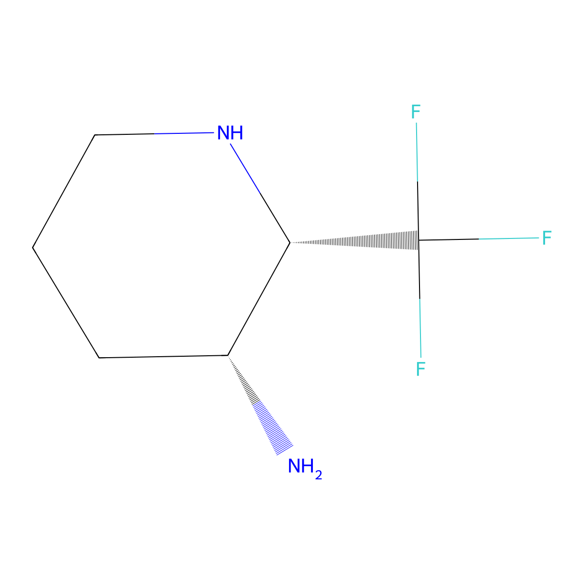 rac-(2R,3S)-2-(trifluoromethyl)piperidin-3-amine molecular structure, CAS 2679822-92-3