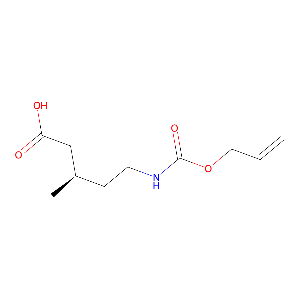 (3R)-3-methyl-5-{[(prop-2-en-1-yloxy)carbonyl]amino}pentanoic acid molecular structure, CAS 2679822-93-4