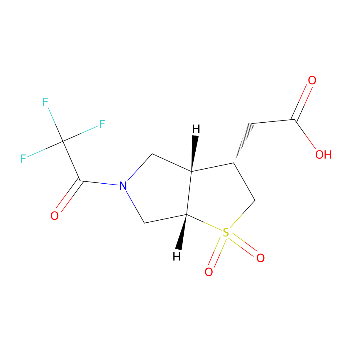 rac-2-[(3R,3aR,6aR)-1,1-dioxo-5-(2,2,2-trifluoroacetyl)-hexahydro-2H-1lambda6-thieno[2,3-c]pyrrol-3-yl]acetic acid molecular structure, CAS 2679822-95-6