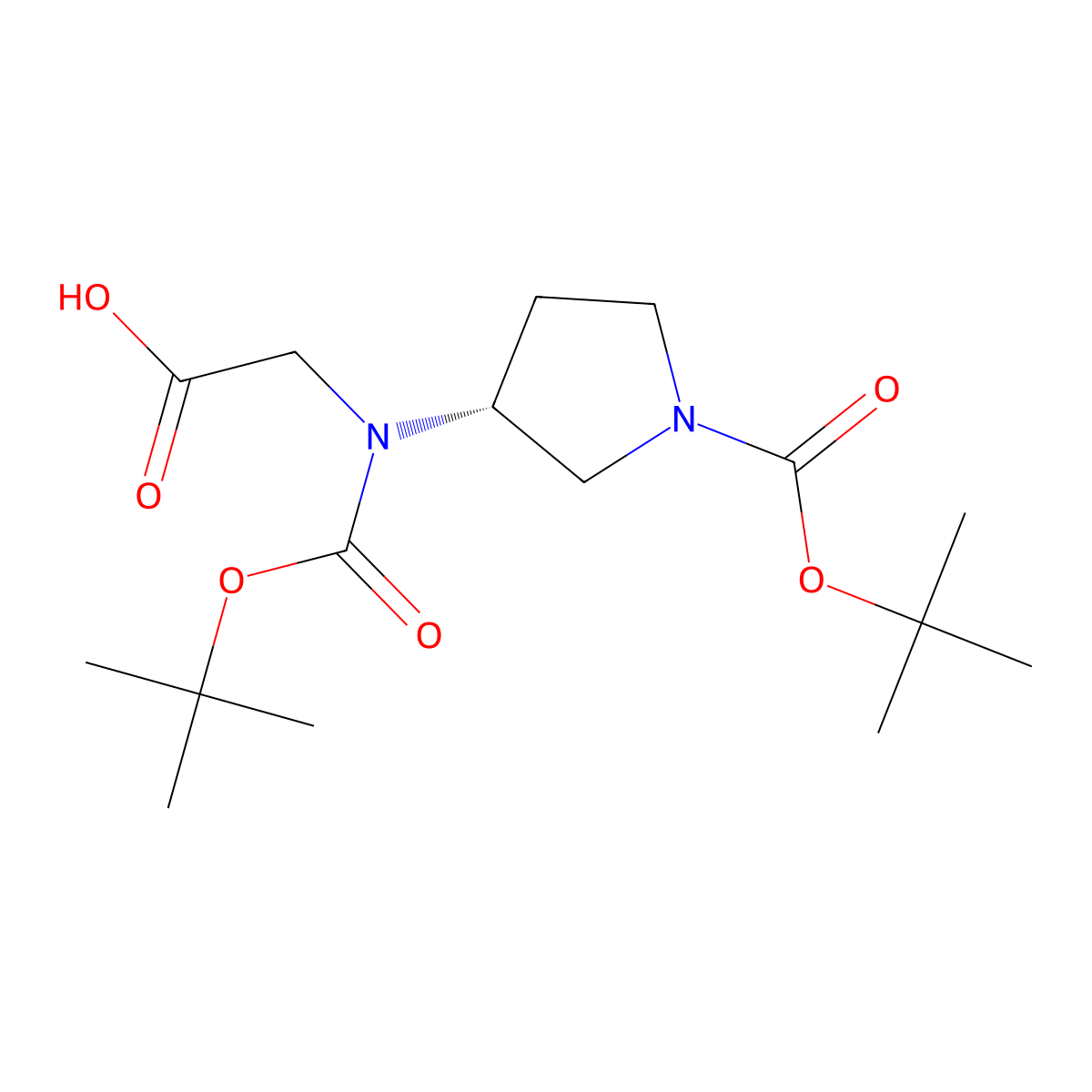 2-{[(tert-butoxy)carbonyl][(3R)-1-[(tert-butoxy)carbonyl]pyrrolidin-3-yl]amino}acetic acid molecular structure, CAS 2679823-03-9