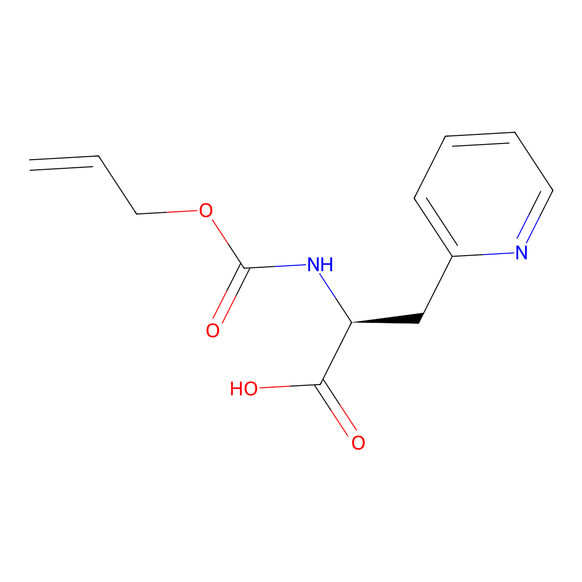 (2S)-2-{[(prop-2-en-1-yloxy)carbonyl]amino}-3-(pyridin-2-yl)propanoic acid molecular structure, CAS 2679823-10-8