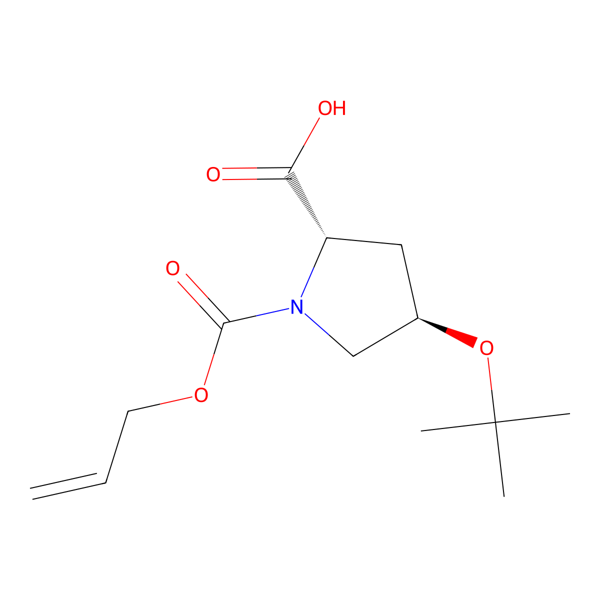 (2S,4R)-4-(tert-butoxy)-1-[(prop-2-en-1-yloxy)carbonyl]pyrrolidine-2-carboxylic acid molecular structure, CAS 2679823-17-5