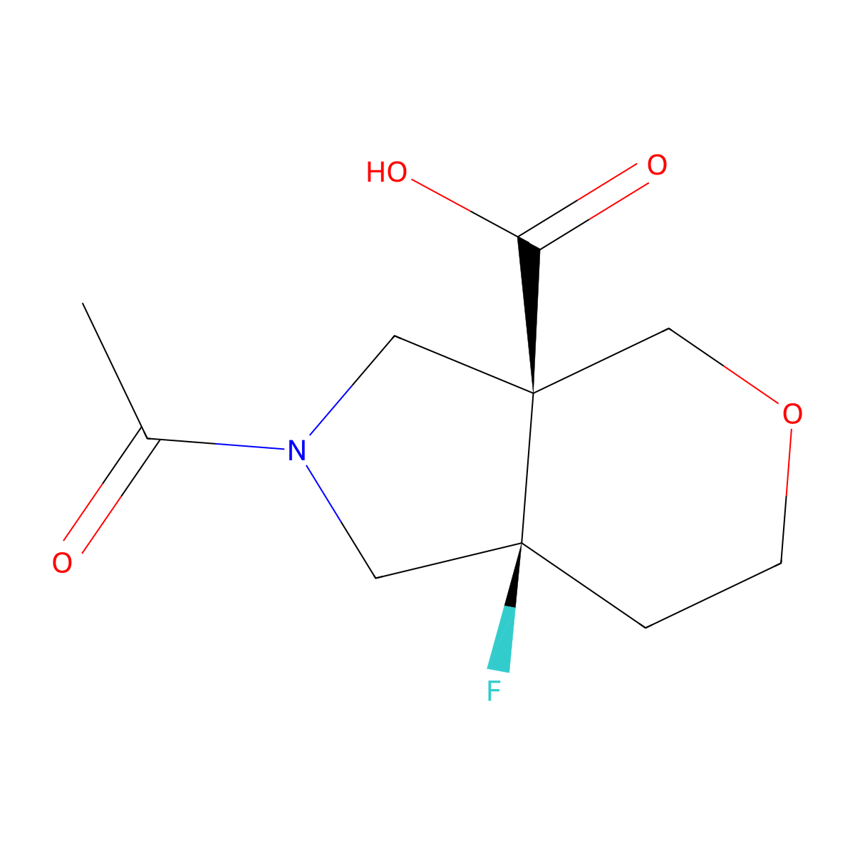 rac-(3aR,7aR)-2-acetyl-7a-fluoro-octahydropyrano[3,4-c]pyrrole-3a-carboxylic acid molecular structure, CAS 2679823-19-7