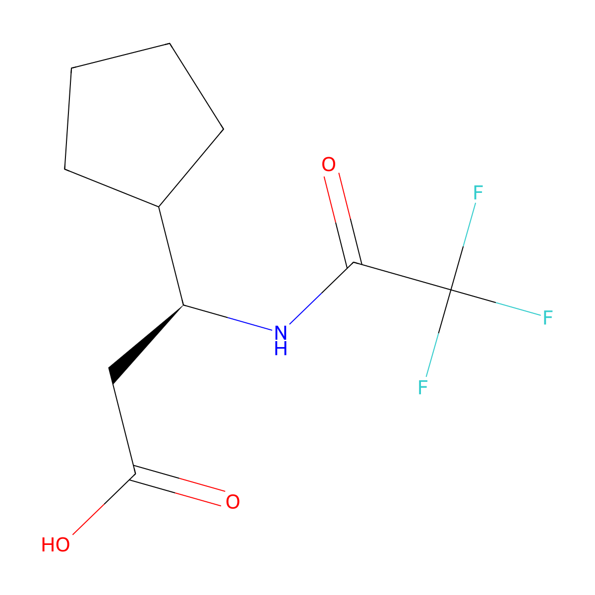 (3S)-3-cyclopentyl-3-(2,2,2-trifluoroacetamido)propanoic acid molecular structure, CAS 2679823-21-1