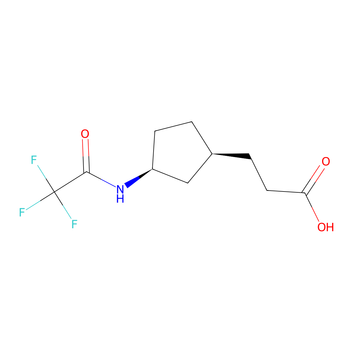 rac-3-[(1R,3R)-3-(2,2,2-trifluoroacetamido)cyclopentyl]propanoic acid molecular structure, CAS 2679823-24-4