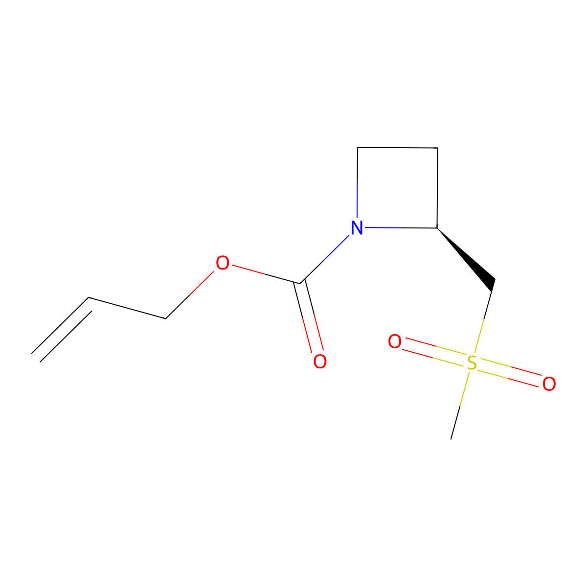 prop-2-en-1-yl (2S)-2-(methanesulfonylmethyl)azetidine-1-carboxylate molecular structure, CAS 2679823-29-9