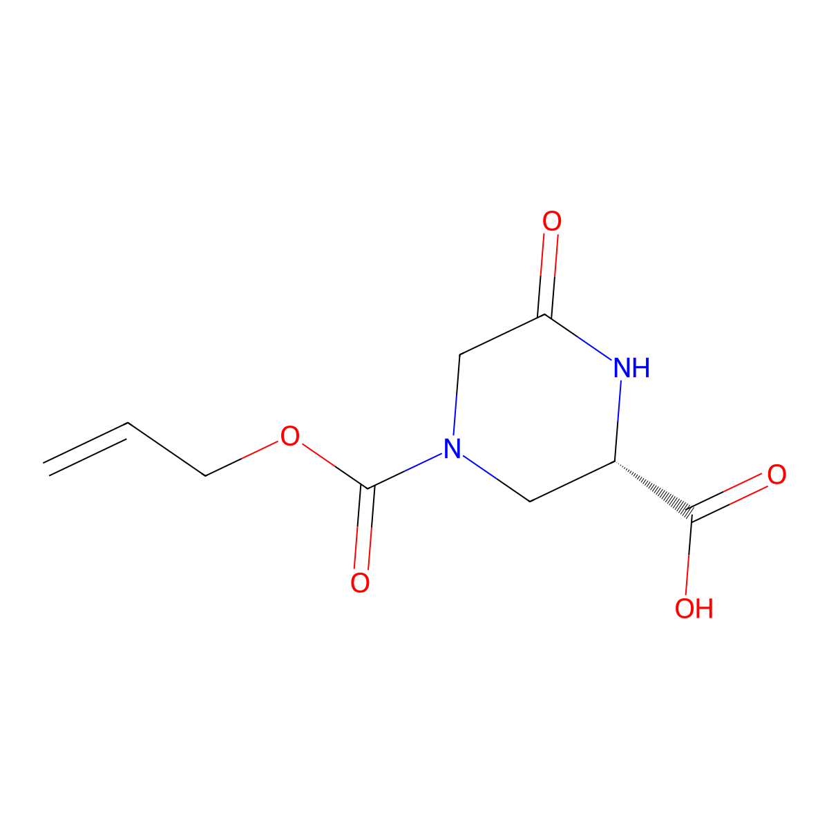 (2S)-6-oxo-4-[(prop-2-en-1-yloxy)carbonyl]piperazine-2-carboxylic acid molecular structure, CAS 2679823-42-6