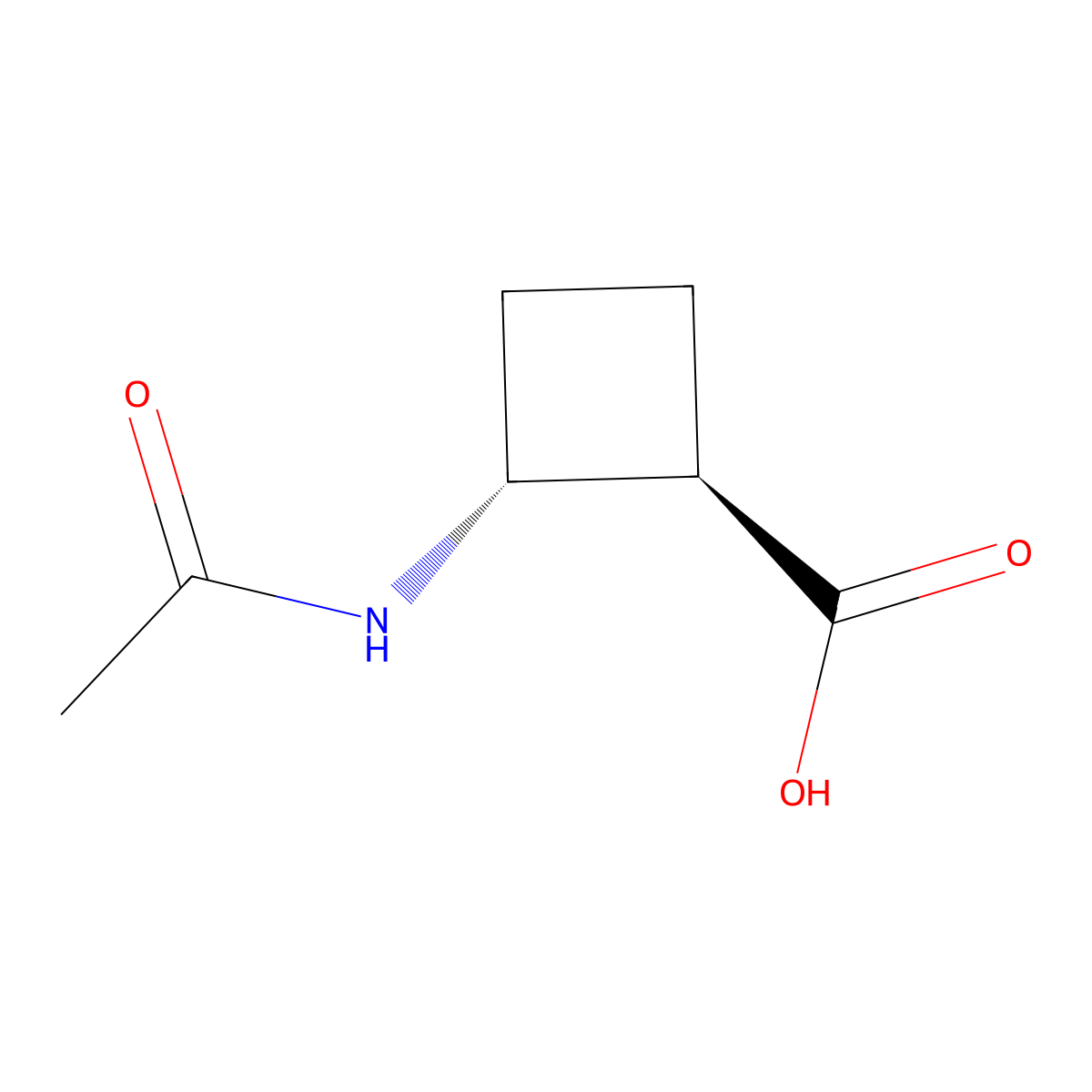 rac-(1R,2R)-2-acetamidocyclobutane-1-carboxylic acid molecular structure, CAS 2679823-51-7