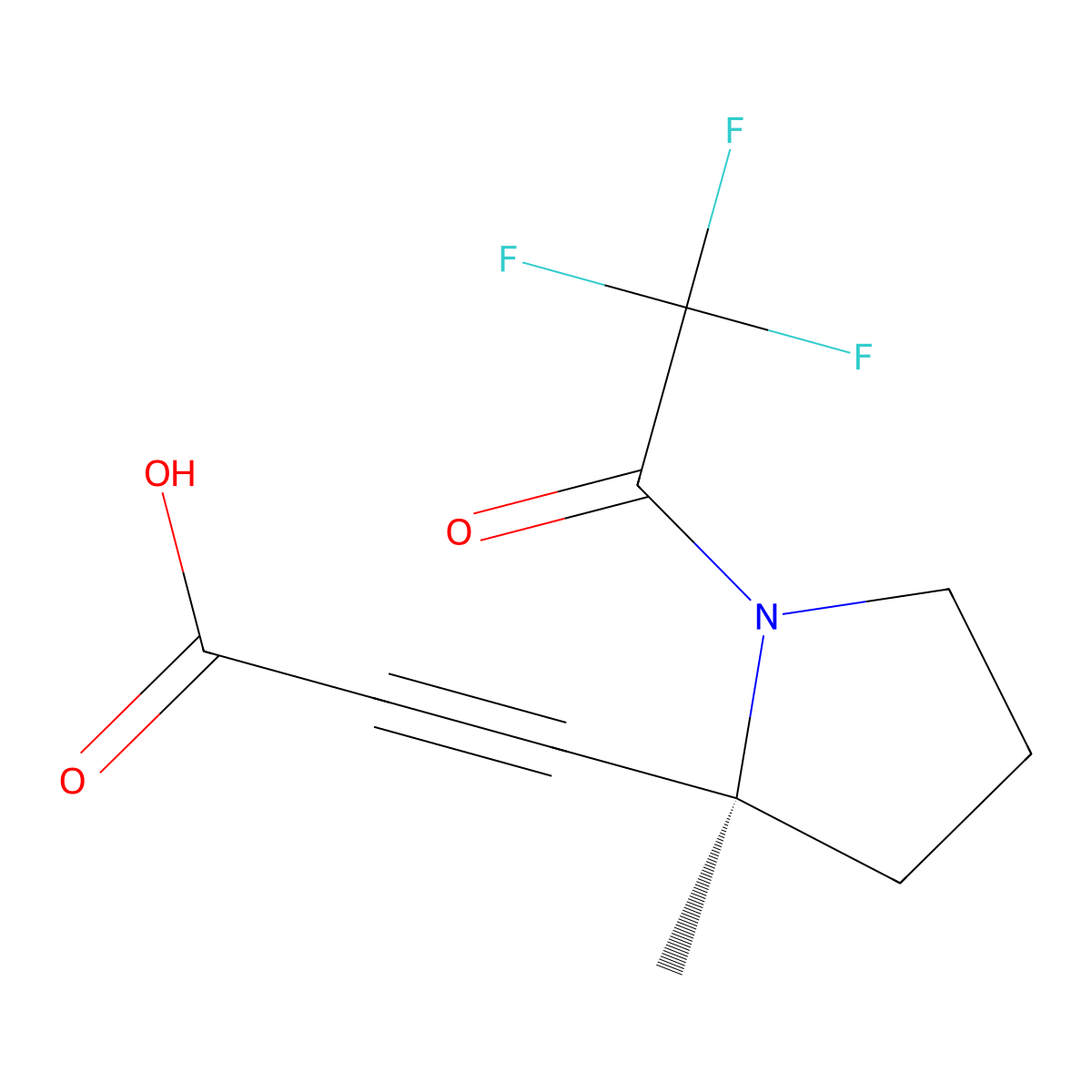 3-[(2S)-2-methyl-1-(2,2,2-trifluoroacetyl)pyrrolidin-2-yl]prop-2-ynoic acid molecular structure, CAS 2679823-52-8