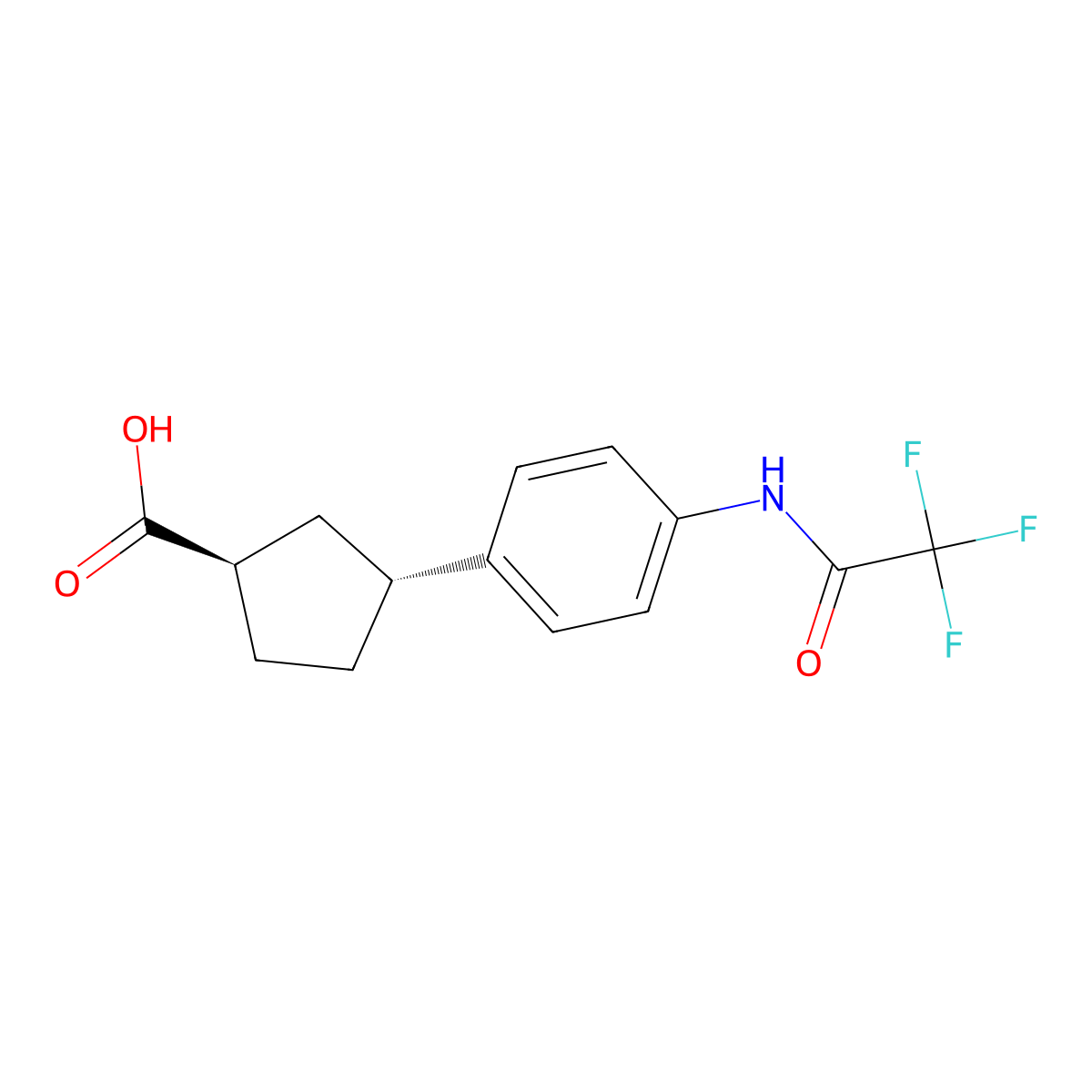 rac-(1R,3R)-3-[4-(2,2,2-trifluoroacetamido)phenyl]cyclopentane-1-carboxylic acid molecular structure, CAS 2679823-54-0