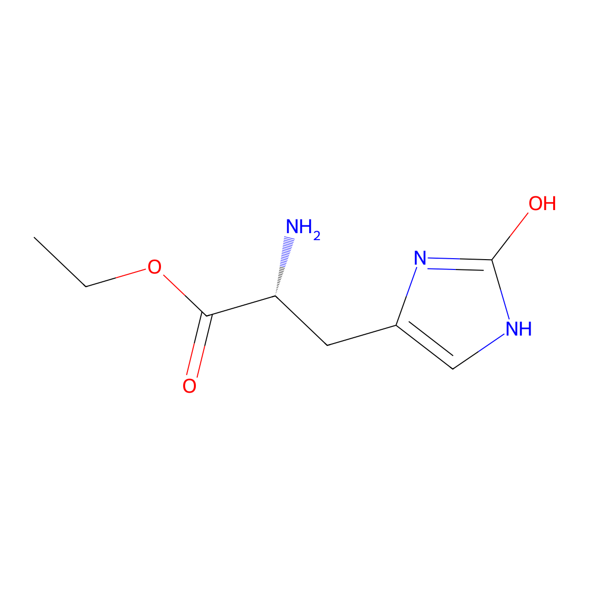 ethyl (2R)-2-amino-3-(2-hydroxy-1H-imidazol-4-yl)propanoate molecular structure, CAS 2679823-55-1