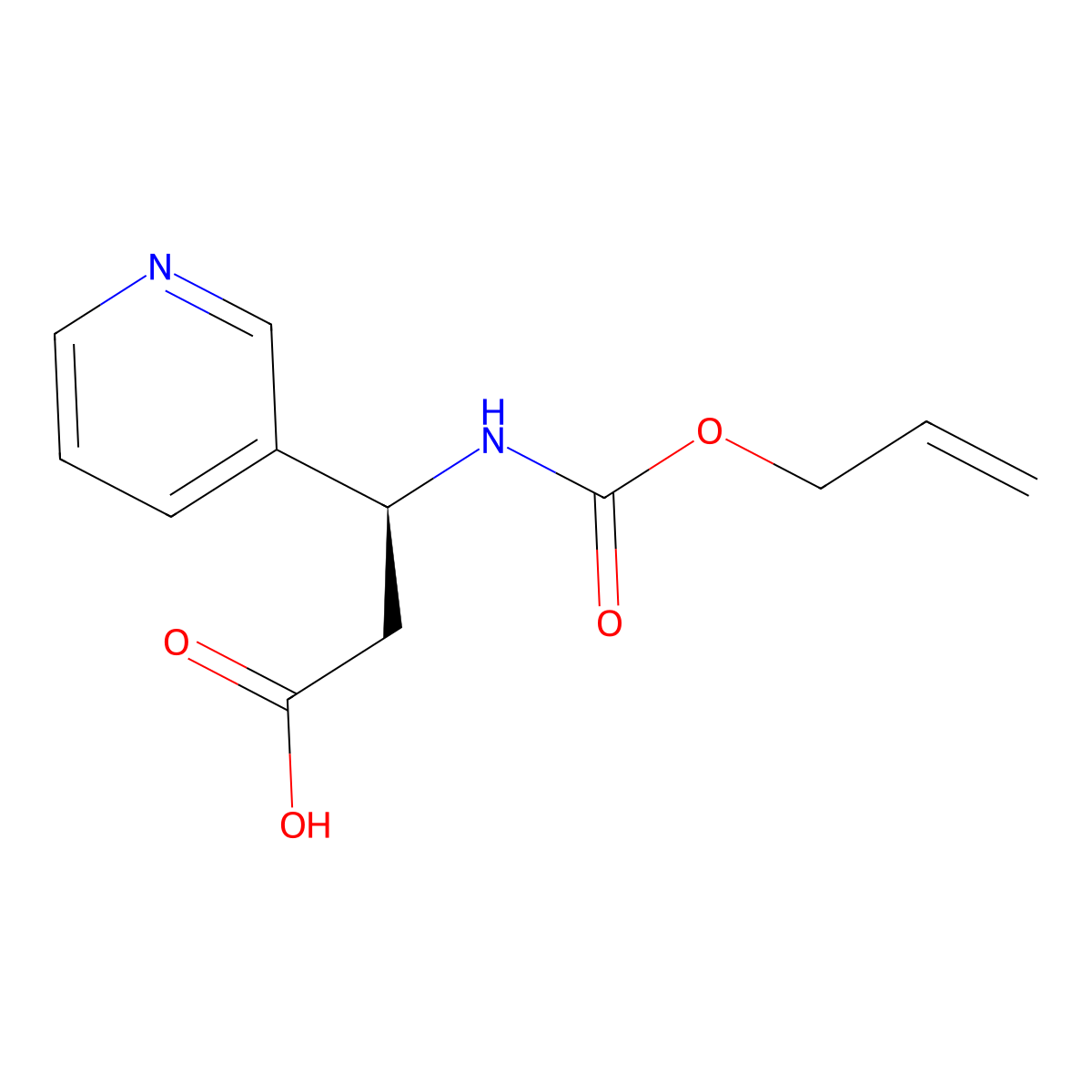 (3S)-3-{[(prop-2-en-1-yloxy)carbonyl]amino}-3-(pyridin-3-yl)propanoic acid molecular structure, CAS 2679823-57-3