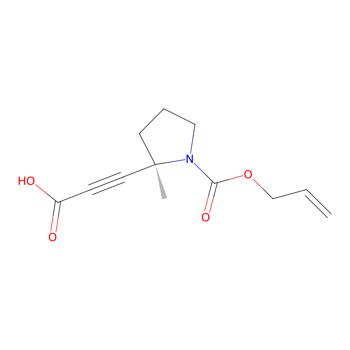 3-[(2R)-2-methyl-1-[(prop-2-en-1-yloxy)carbonyl]pyrrolidin-2-yl]prop-2-ynoic acid molecular structure, CAS 2679823-59-5