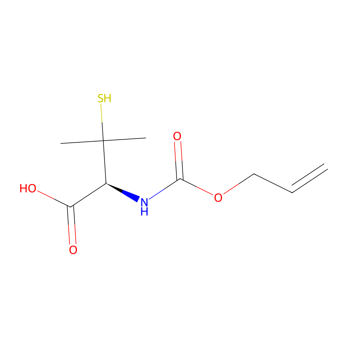 (2S)-3-methyl-2-{[(prop-2-en-1-yloxy)carbonyl]amino}-3-sulfanylbutanoic acid molecular structure, CAS 2679823-98-2