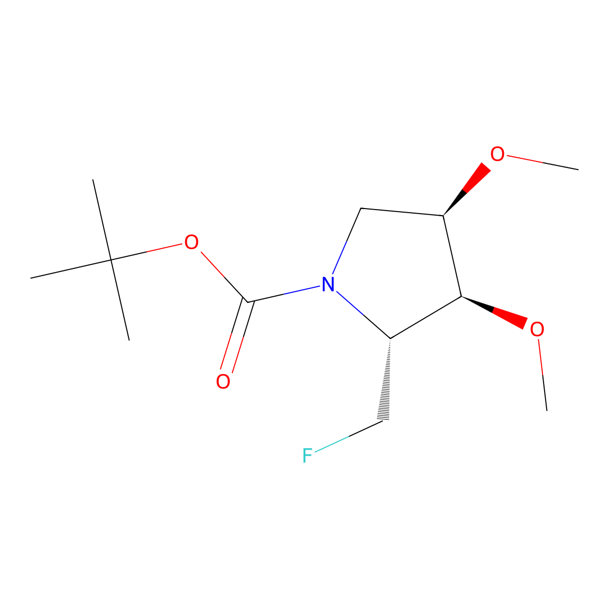 rac-tert-butyl (2R,3S,4R)-2-(fluoromethyl)-3,4-dimethoxypyrrolidine-1-carboxylate molecular structure, CAS 2679823-99-3