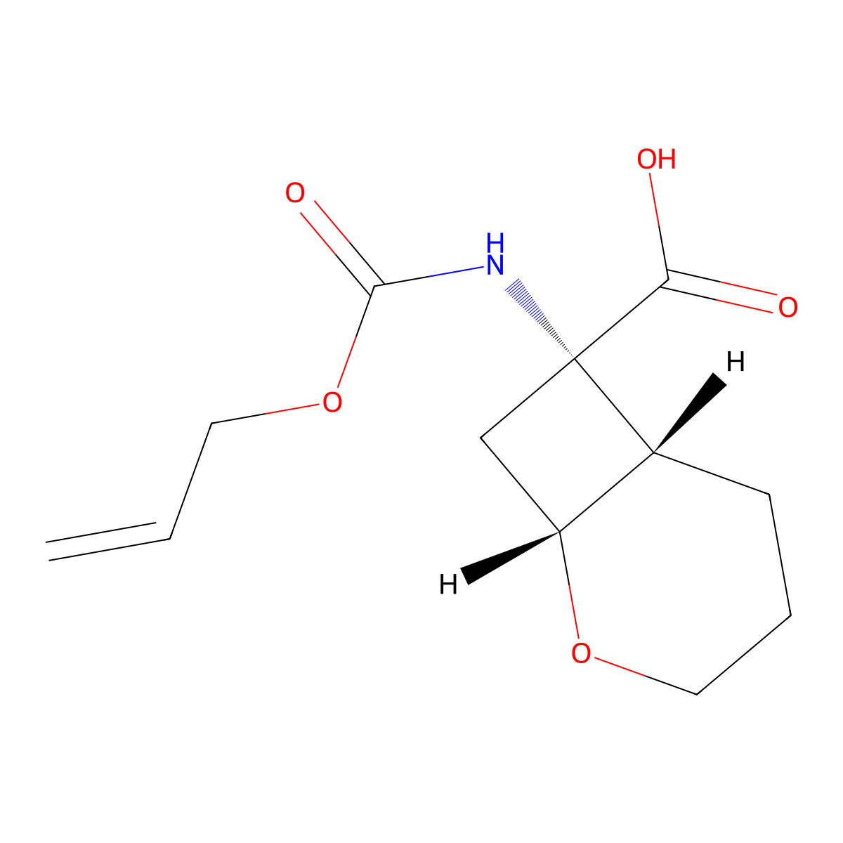 rac-(1R,6S,7S)-7-{[(prop-2-en-1-yloxy)carbonyl]amino}-2-oxabicyclo[4.2.0]octane-7-carboxylic acid molecular structure, CAS 2679824-00-9