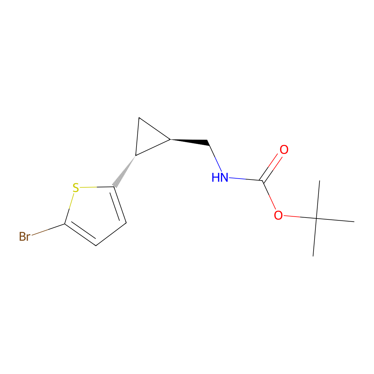 rac-tert-butyl N-{[(1R,2R)-2-(5-bromothiophen-2-yl)cyclopropyl]methyl}carbamate molecular structure, CAS 2679824-08-7