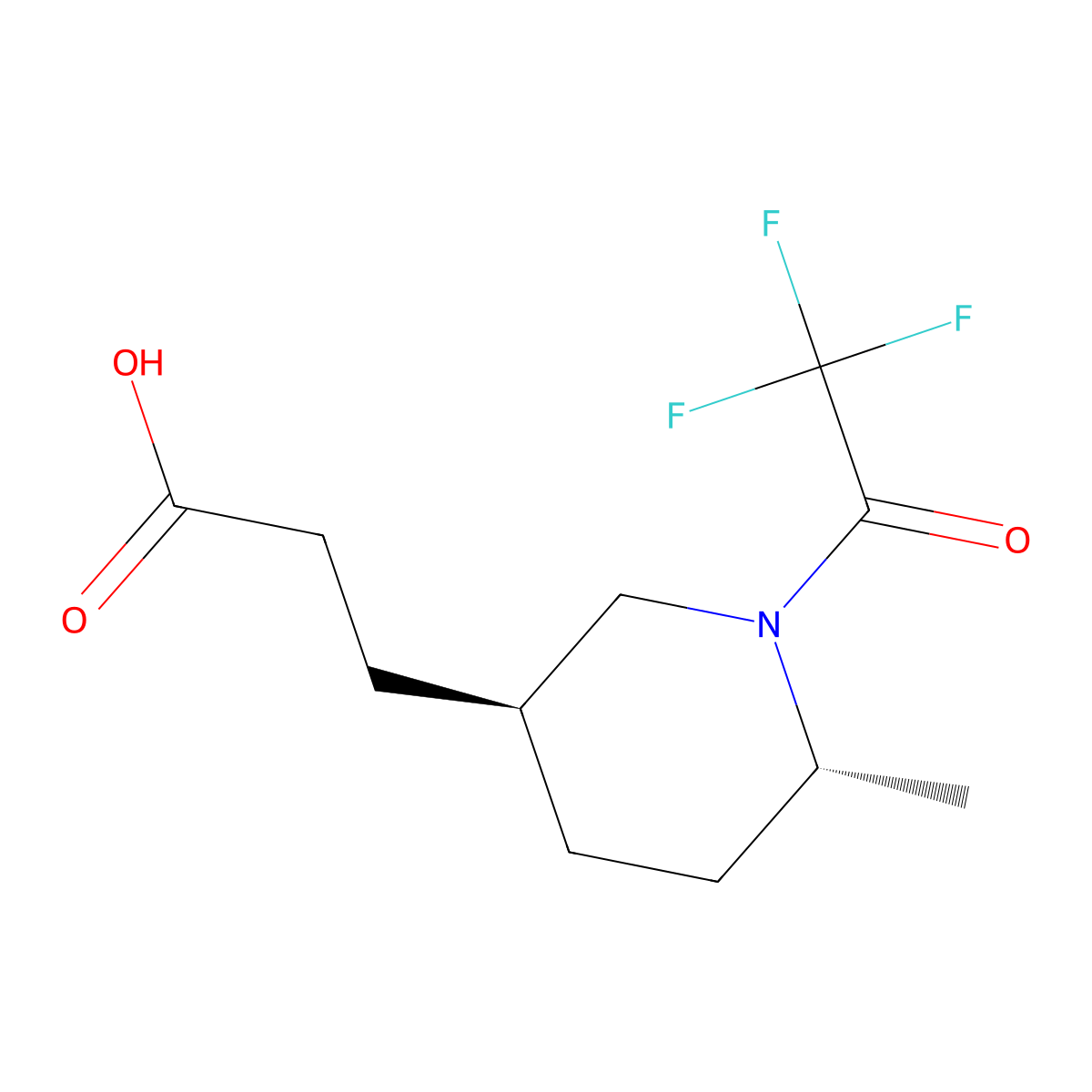 rac-3-[(3R,6S)-6-methyl-1-(2,2,2-trifluoroacetyl)piperidin-3-yl]propanoic acid molecular structure, CAS 2679824-10-1