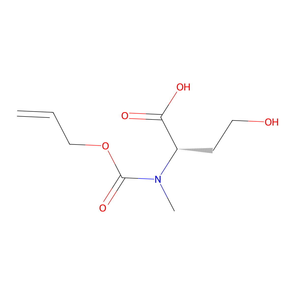 (2S)-4-hydroxy-2-{methyl[(prop-2-en-1-yloxy)carbonyl]amino}butanoic acid molecular structure, CAS 2679824-22-5
