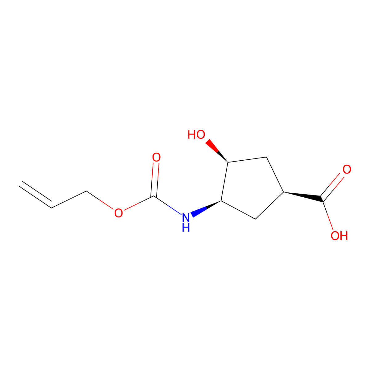 (1S,3S,4R)-3-hydroxy-4-{[(prop-2-en-1-yloxy)carbonyl]amino}cyclopentane-1-carboxylic acid molecular structure, CAS 2679824-24-7