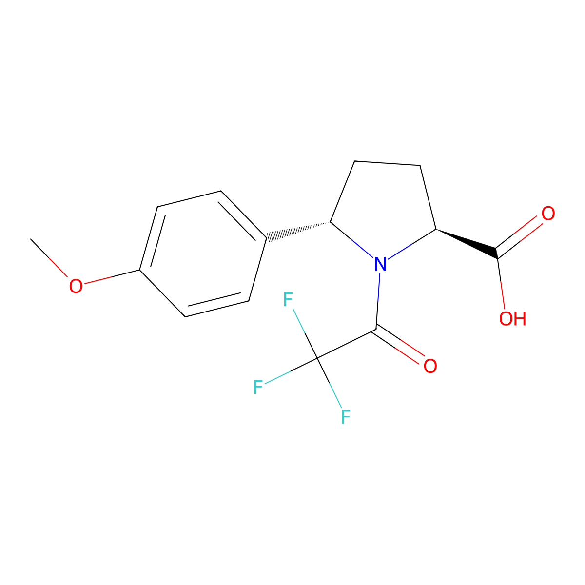 (2S,5S)-5-(4-methoxyphenyl)-1-(2,2,2-trifluoroacetyl)pyrrolidine-2-carboxylic acid molecular structure, CAS 2679824-27-0