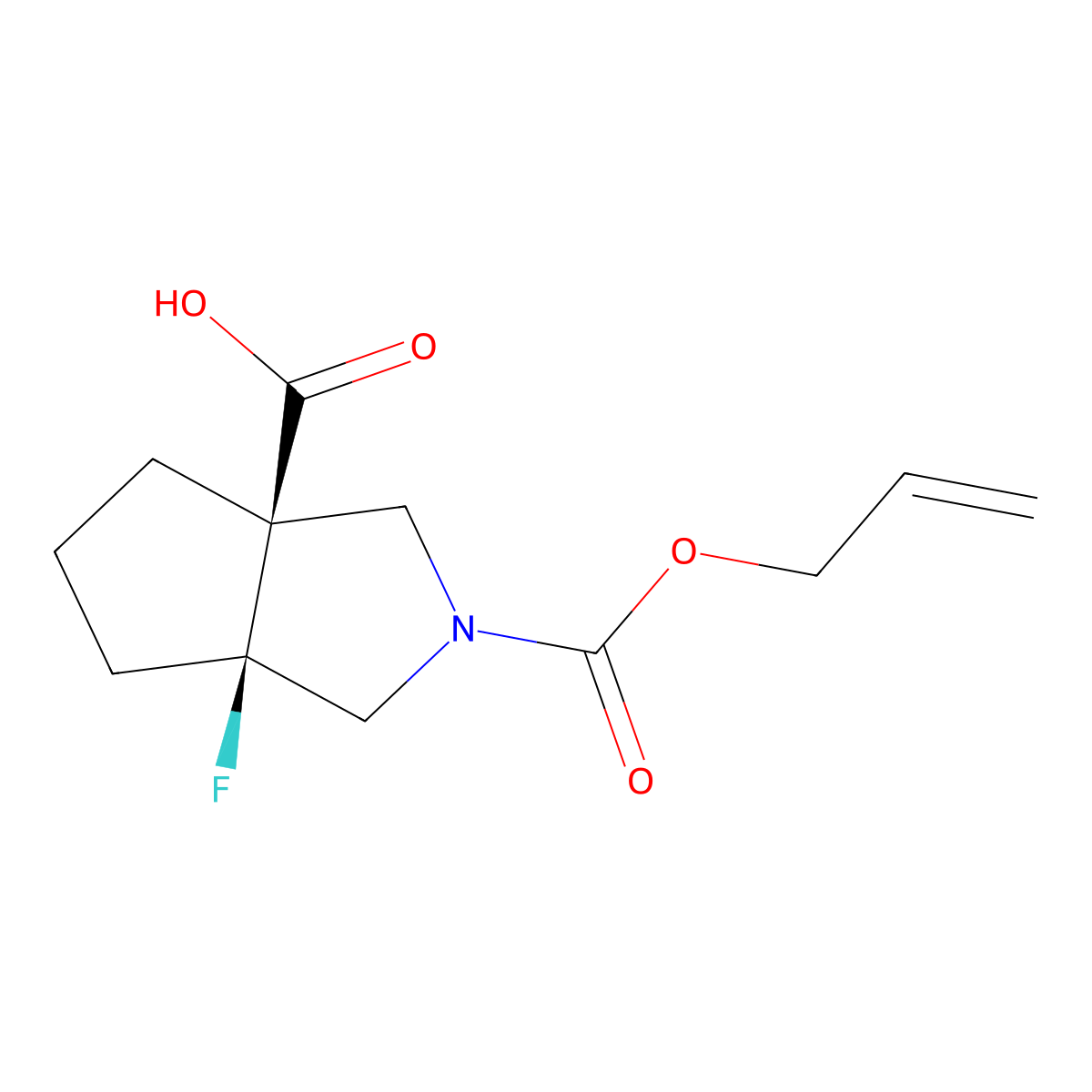 rac-(3aR,6aS)-6a-fluoro-2-[(prop-2-en-1-yloxy)carbonyl]-octahydrocyclopenta[c]pyrrole-3a-carboxylic acid molecular structure, CAS 2679824-30-5