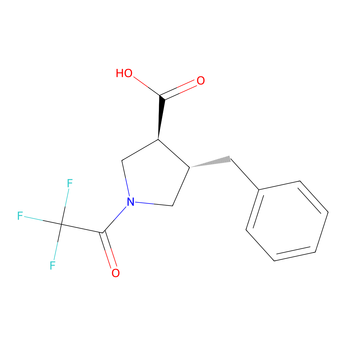 rac-(3R,4R)-4-benzyl-1-(2,2,2-trifluoroacetyl)pyrrolidine-3-carboxylic acid molecular structure, CAS 2679824-32-7