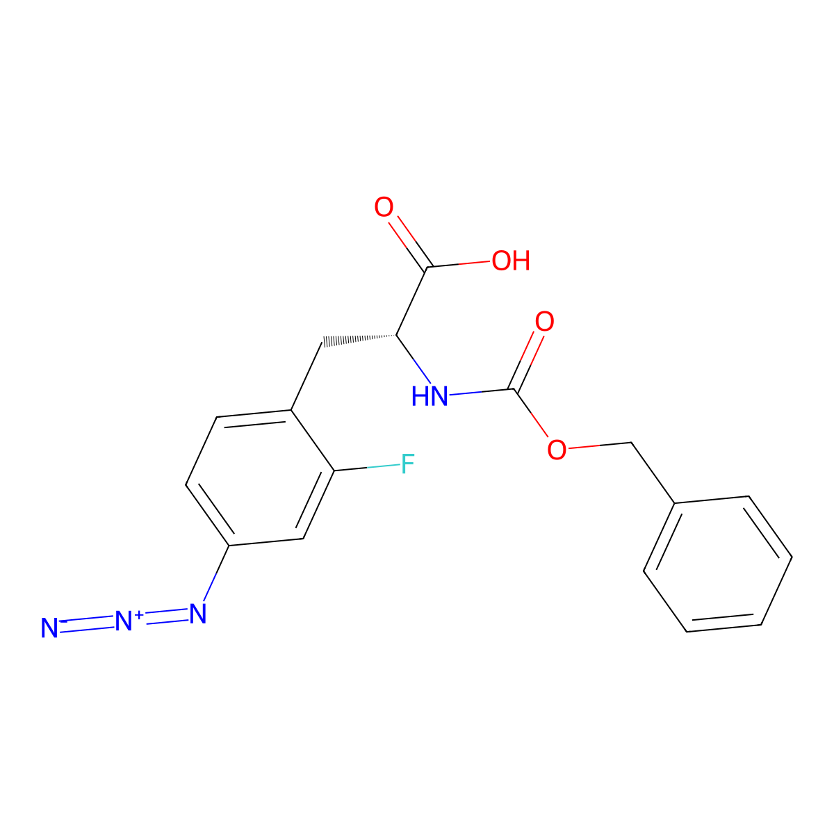(2R)-3-(4-azido-2-fluorophenyl)-2-{[(benzyloxy)carbonyl]amino}propanoic acid molecular structure, CAS 2679824-46-3