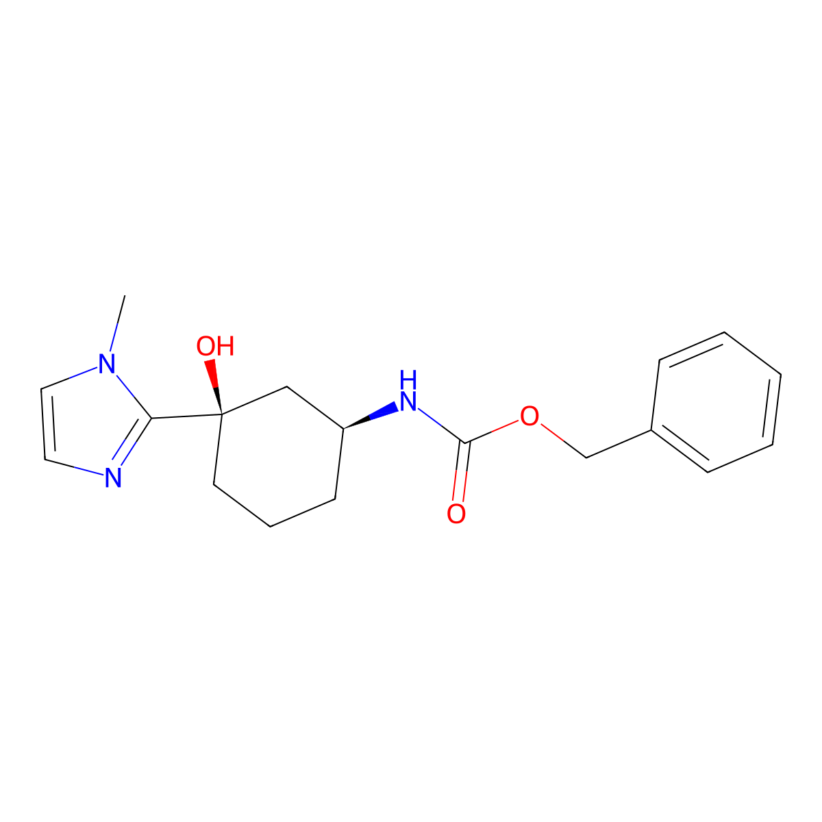 rac-benzyl N-[(1R,3S)-3-hydroxy-3-(1-methyl-1H-imidazol-2-yl)cyclohexyl]carbamate molecular structure, CAS 2679825-43-3